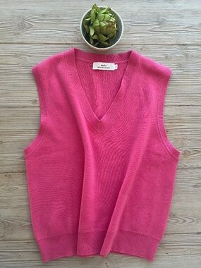 Arch4 baby goat, cashmere sweater, vest, geranium, pink, size, large, NWT
